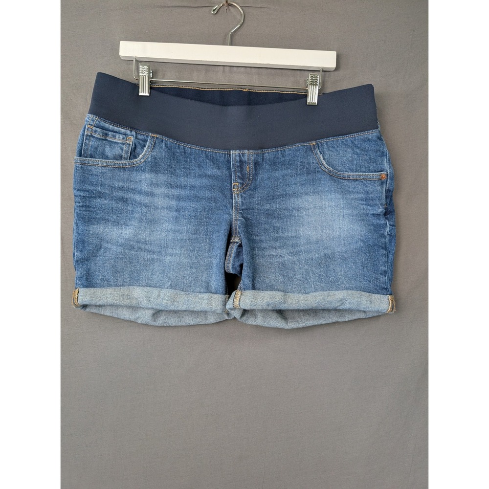 Old Navy Maternity OG Straight Front Low Panel Denim Shorts Blue 12‎